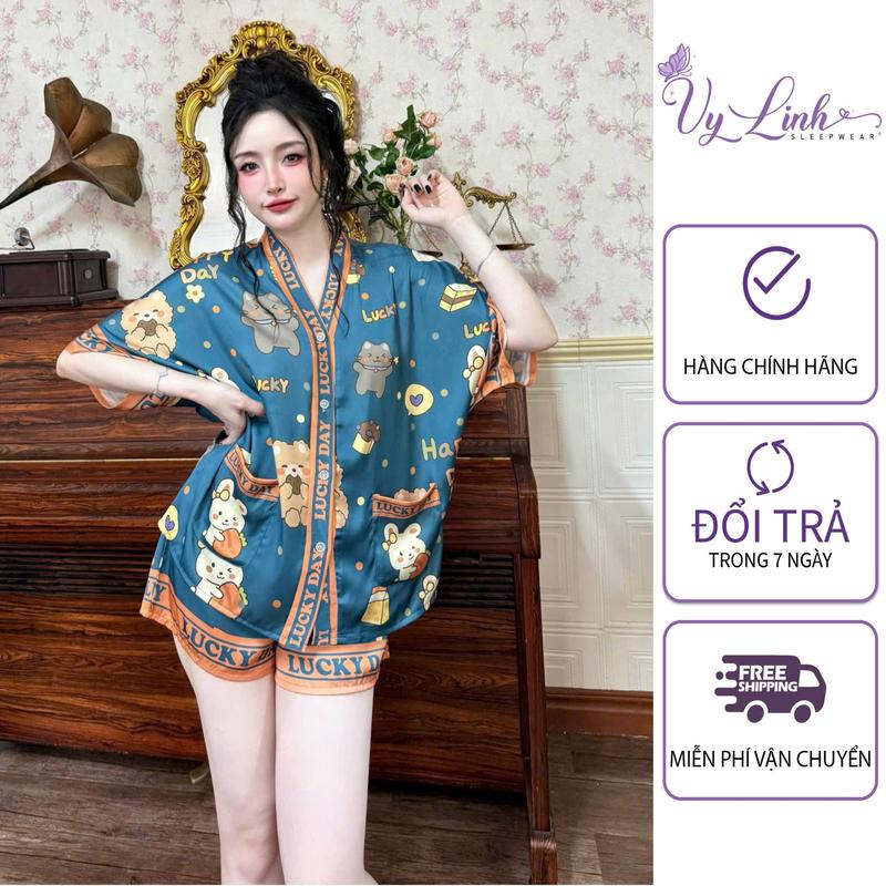Vy Linh SLEEPWEAR Bộ Đồ Ngủ Đùi Cánh Dơi Dành Cho Nữ Hoạ Tiết Dễ Thương Chất Liệu Lụa Latin Mềm Nhẹ Mát S1316 Mẫu Đa Dạng Màu Sắc Đẹp
