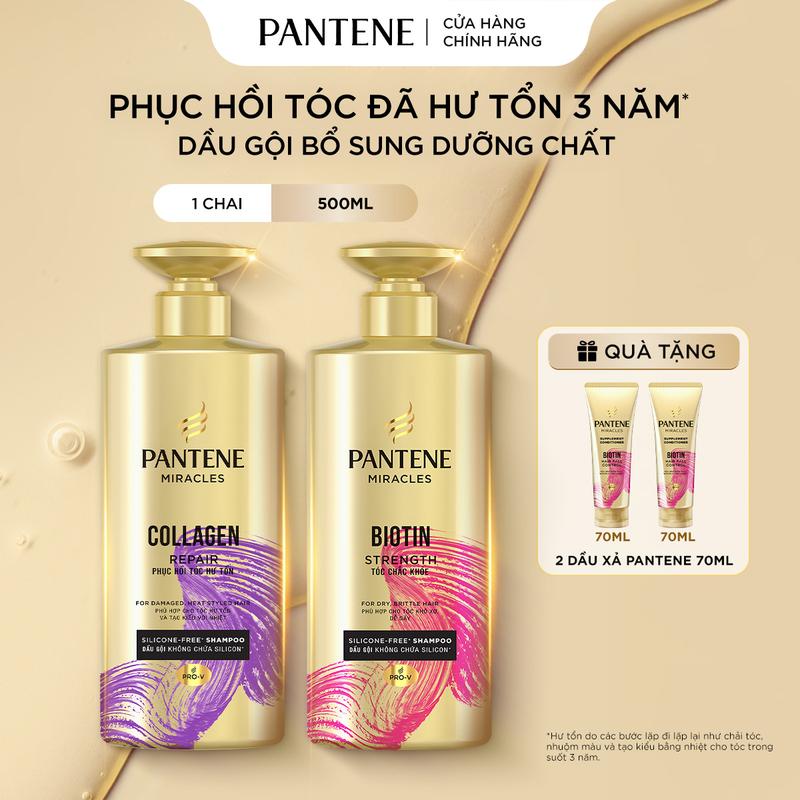 Dầu Gội PANTENE Miracles Không Silicon Cải Thiện Rụng Tóc Biotin/Hỗ Trợ Phục…