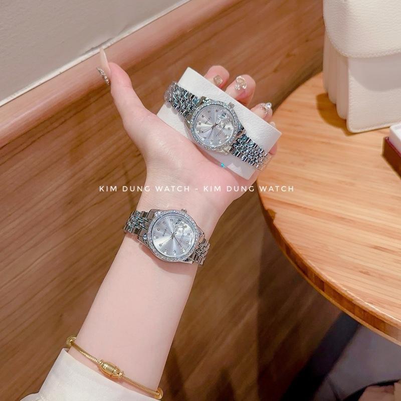 Đồng hồ nữ Halei trắng dây titan cao cấp khoá liền size 30mm