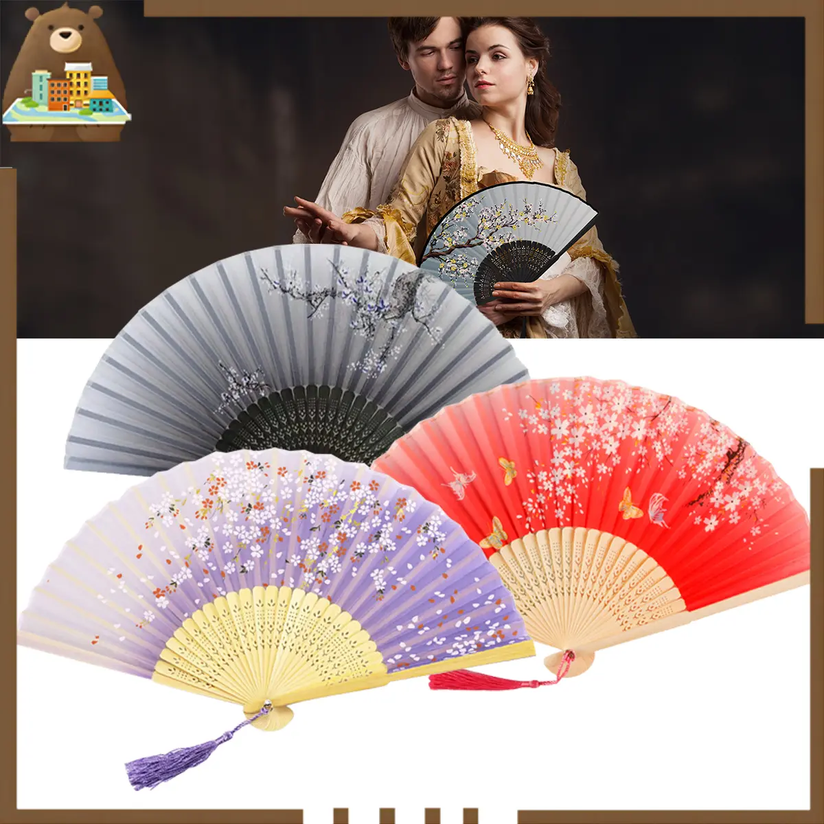 Kipas Tradisional Kipas Tangan Bambu Bunga Gaya Jepang Cina Kipas Lipat Kipas Tari Kipas Kungfu