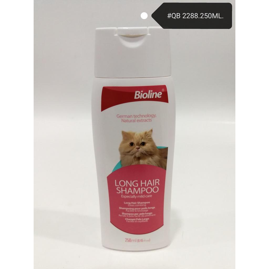 QB2288 Bioline Long Hair Cat Shampoo 250ml Shower Bath Syampu Mandi Kucing