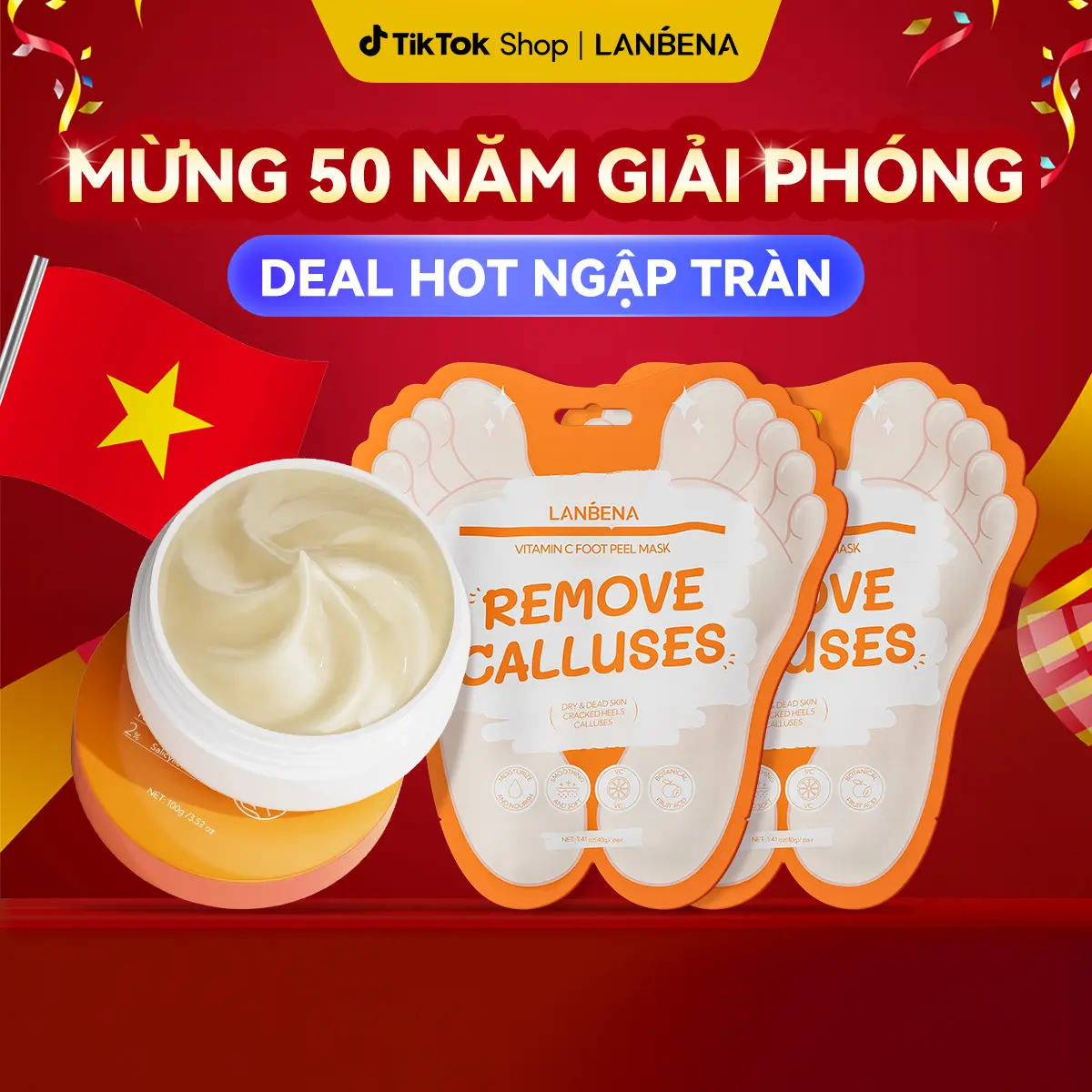 【LIVE】COMBO 2 Mặt Nạ Chân Và Kem Dưỡng Da Chân Lanbena LANBENA Hỗ Trợ Làm Sáng Da Cải Thiện Làn Da Xỉn Màu Nuôi Dưỡng Và Giữ Ẩm Da Cho Đôi Bàn Chân 100g