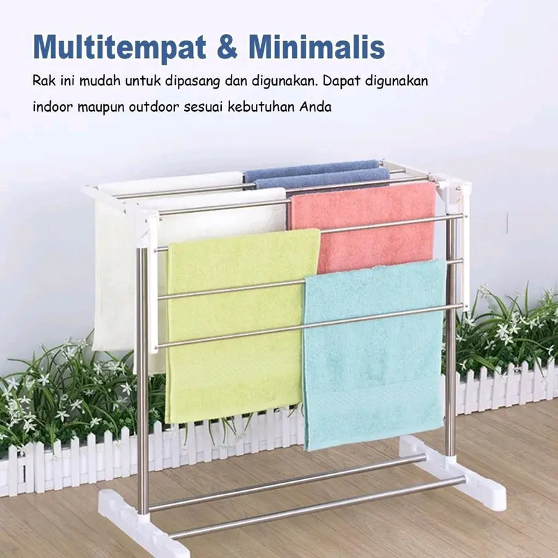 Termurah Jemuran Portable Baju, Handuk, Karpet Premium // Jemuran Minimalis Handuk, Baju, Karpet // Jemuran Portable Simple, Praktis, Multifungsi, Minimalis Pakaian 5