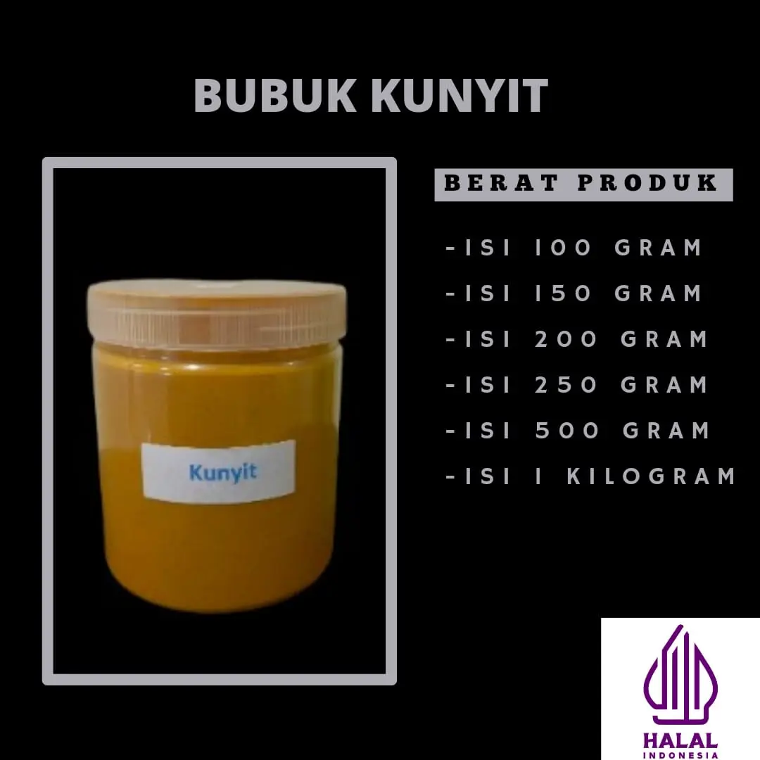Bubuk kunyit murni 100% halal tanpa campuran bahan apapun  Powder Drink Serbuk Minuman