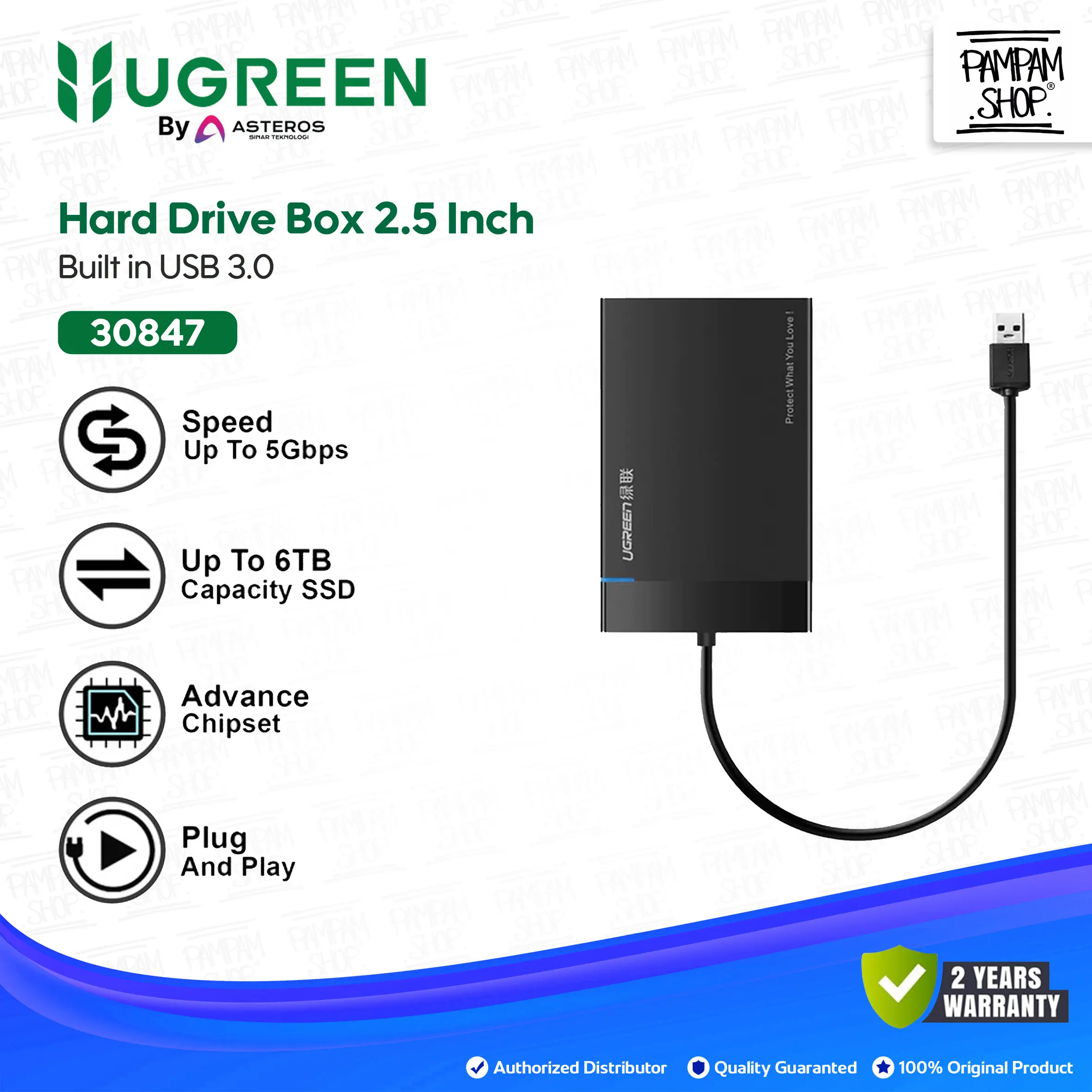 UGREEN 30847 Hard Disk Drive Casing Enclosure External 2,5" SATA USB 3.0 2.5 Inch Case Harddisk
