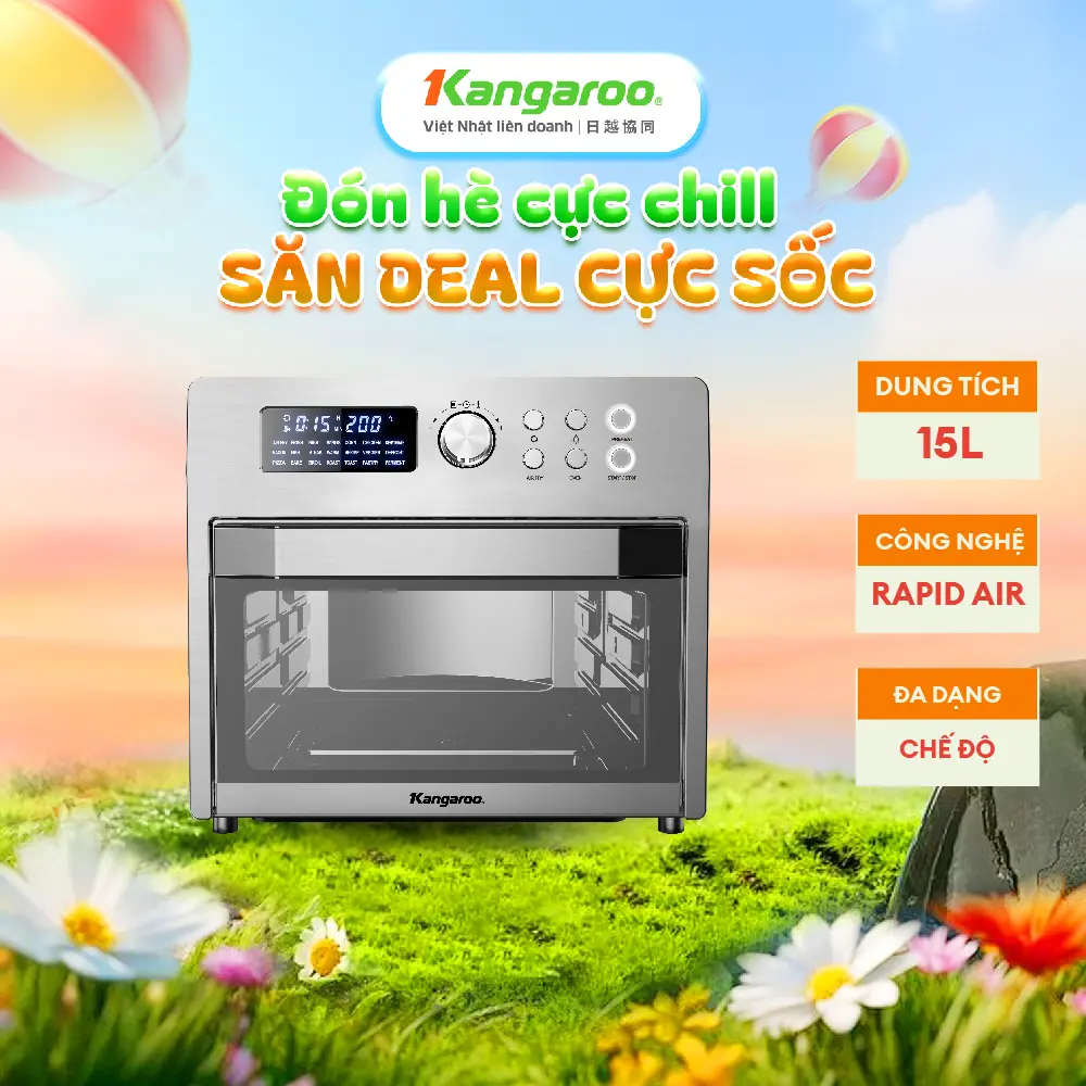 [ IH ] Lò chiên không dầu 15L Kangaroo KG15AF3A- công suất 1600W.