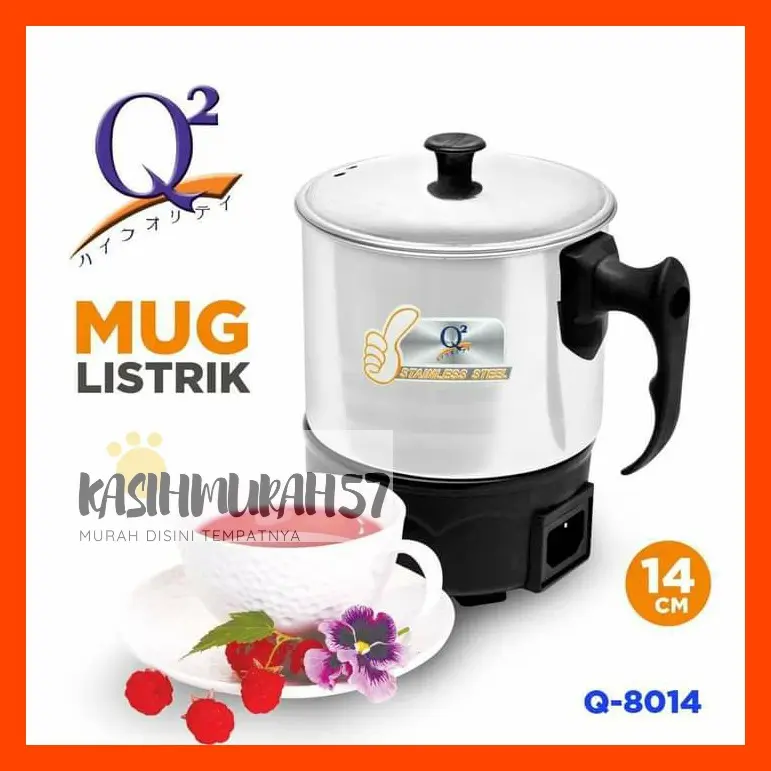 MUG ELEKTRIK PEMANAS LISTRIK 14 CM STAINLESS STEEL / MUG LISTRIK Q2-8014