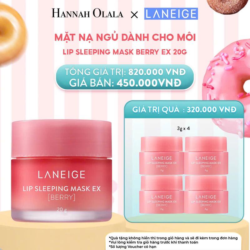 LANEIGE x HANNAH OLALA - Mặt nạ ngủ dưỡng môi hồng hào căng mượt LANEIGE Lip Sleeping Mask EX 20g