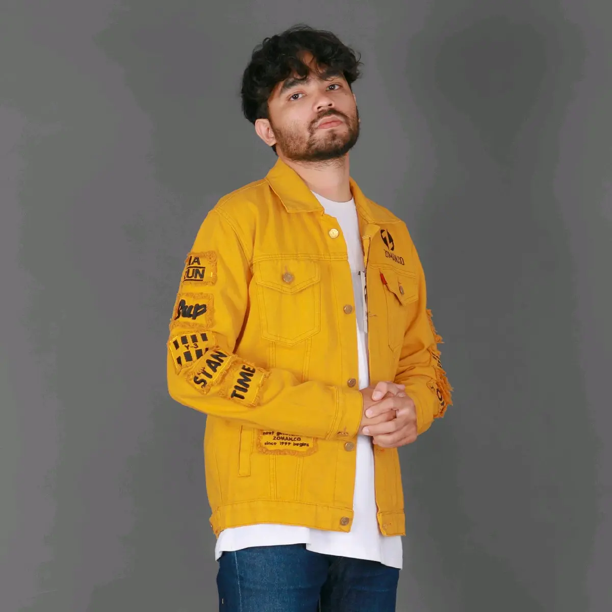 Jaket Jeans New Fashion Mustard FULL Bordir Size M L XL dan XXL|Jaket Jeans Mustard