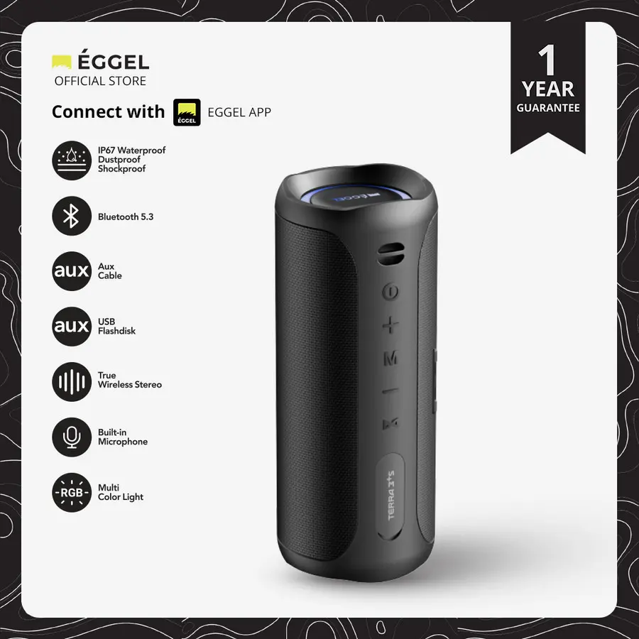 Eggel Terra 3 Plus + S Waterproof Bluetooth Speaker with RGB Lights - 3 EQ Bass Led Wireless  Speakers  Subwoofer