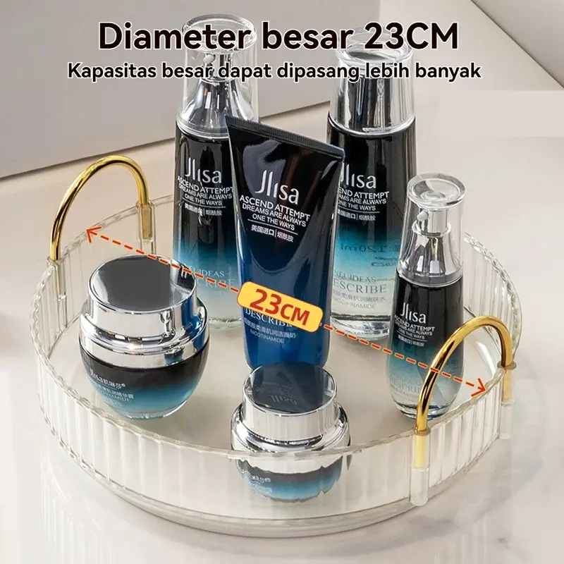 Rak Penyimpanan Makeup 1/2/3 Lapisan Berputar Putaran Rotasi 360° Organizer Makeup Organizer Parfum Penyimpanan Kosmetik Berputar Rak Bumbu 7