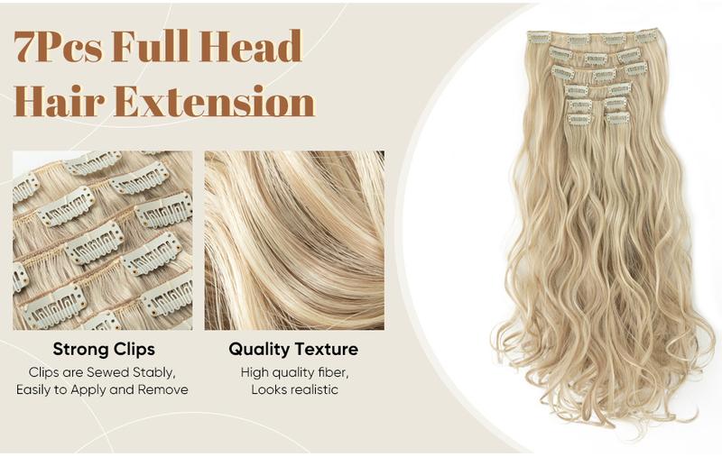 Product Introduction of European and American Fashion 16 Card 7-Piece Set Wig Set Women's Long Curly Hair High Temperature Matte Silk Hair Extension Cross-Border Foreign Trade 3