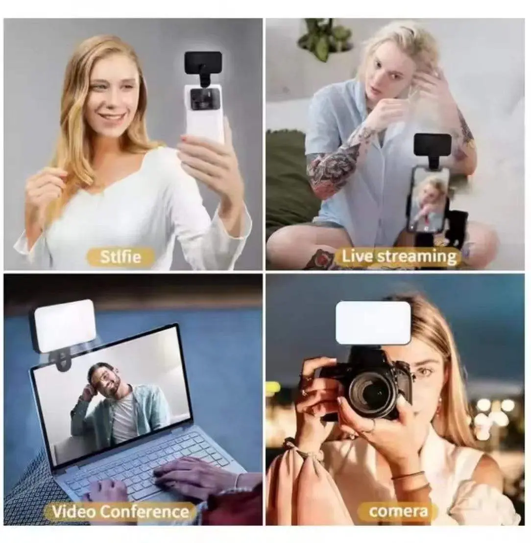 Lampu Jepit Flash Portable LED Light 3 Warna Selfie Fotografi Lighting Konten Portable untuk Selfie
