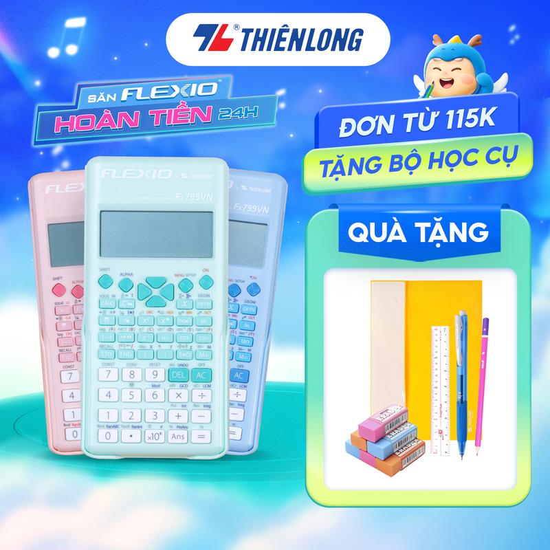 Máy tính khoa học Thiên Long Flexio Fx799VN, 4 màu pastel mới, bảo hành 7 năm, 1 đổi 1 trong 1 năm đầu