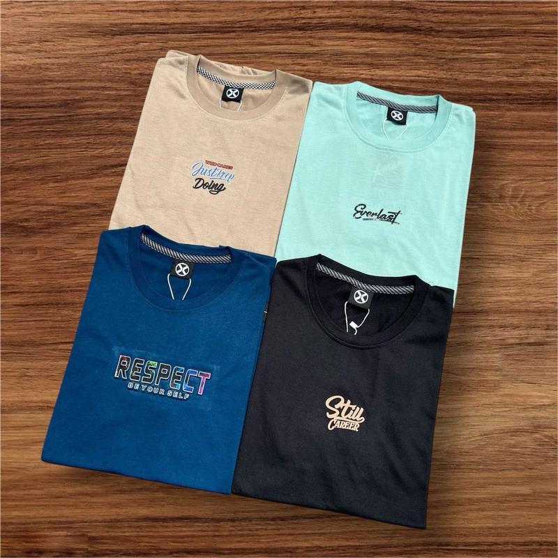Paket 4 Pcs Kaos Distro Pria Semi Katun - Motif Retro, Korea, Simpel, Santai - Panjang,distro Cowok Keren atasan pria lengan Pendek Casual 7