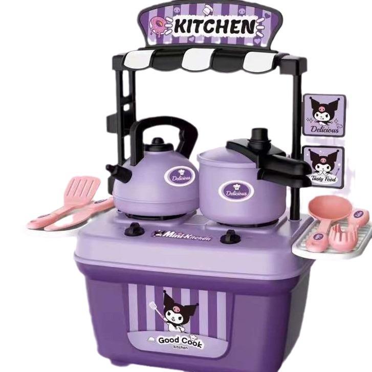 Product Introduction of 【LIVE】Kimi baby educational toys Kuromi simulation mini kitchen cooking set pretend play toys children cartoon kitchen tableware 8