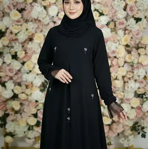 Abaya Allea Gratis Hijab Baju Lebaran 2026 Ceruti Armany Premium Payet Tille Raindrop Model Terbaru