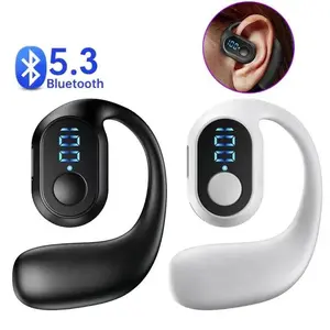 Headphone Bluetooth Telinga Terbuka Telinga Tunggal Dengan Desain Tampilan Baterai Digital Memakai Suara Surround Over-Ear Ultra-Panjang 360°