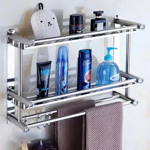 Rak Kamar Mandi Dinding Stenlies Steel Multifungsi 1 /2/3Susun panjang 40cm Rak Kamar Mandi Dinding Rak Sabun Kamar Mandi
