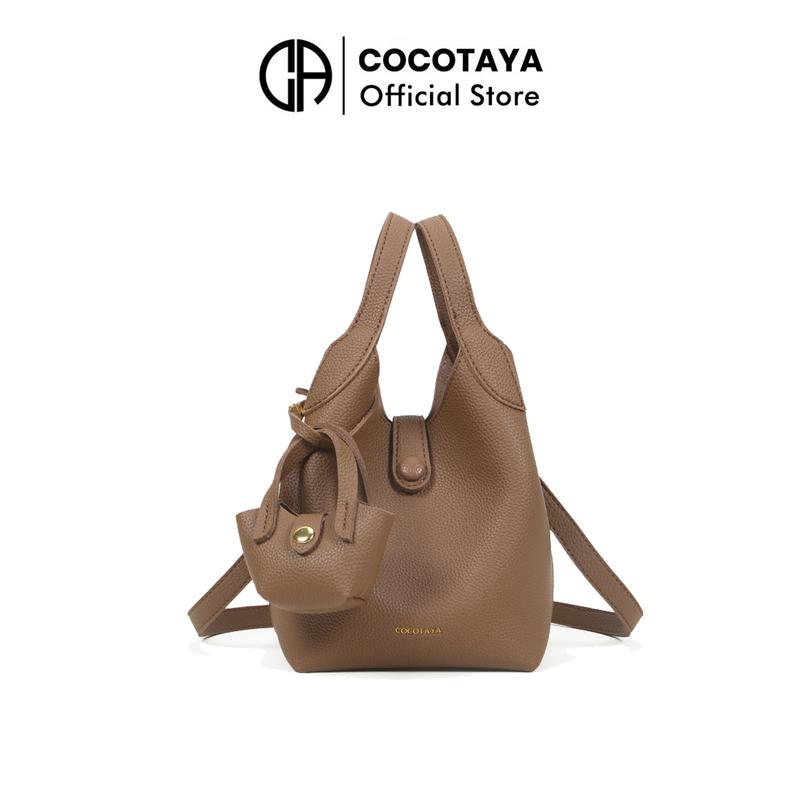  【Cocotaya Minne Bag Túi xách nữ thời trang PU giản dị có túi nhỏ bên trong có thể cầm tay hoặc đeo chéo 