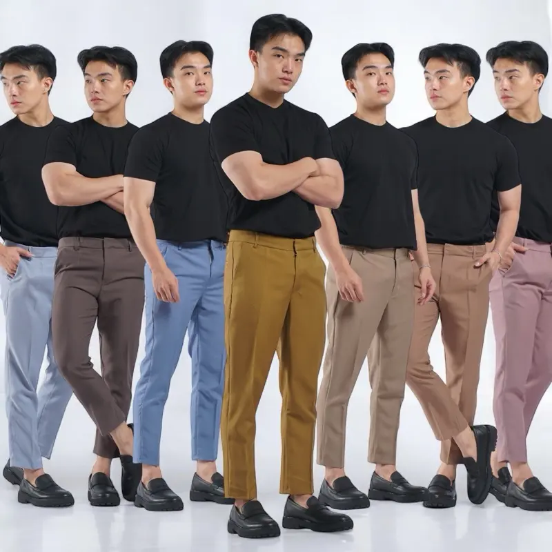 New Colors Ankle Pants Pria Panjang Slimfit Stretch Casual Formal