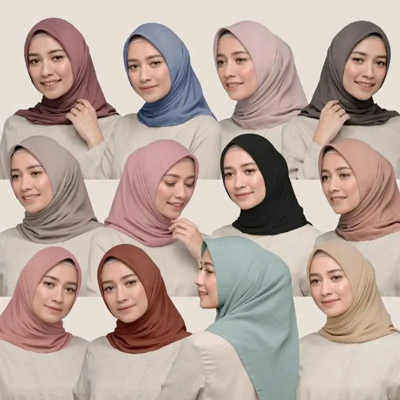 Hijab SegiEmpat Bella Square Fashion Premium Anti Letoy Bahan Polycotton Warna 50 Jahitan Necy  Kerudung Nyaman