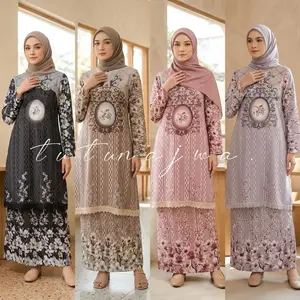 TUTUNAJWA New Zyvaraa Setelan Rok Malay Ceruty (TANPA HIJAB) Motif Printing Tunik