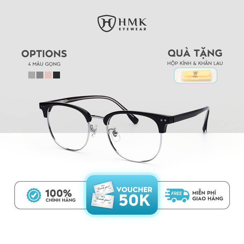 Kính Cận Nửa Gọng HMK Eyewear Dáng Vuông Thời Trang Unisex Nam Nữ Kim Loại Hạn Chế Rỉ Sét - NV40062