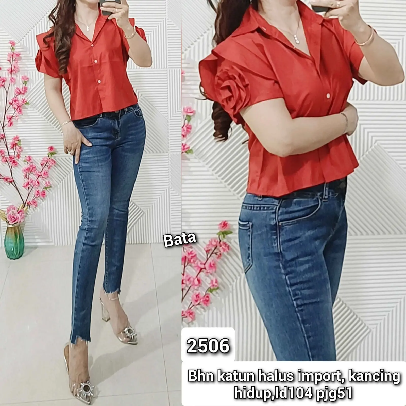 Kemeja tangan bunga import 2506/2566