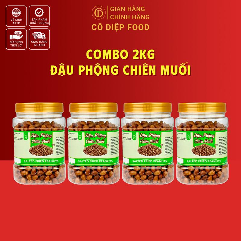 2KG Đậu Phộng Chiên Muối Rang Muối Thơm Giòn Ngon Cô Diệp Food Snack Ăn Vặt