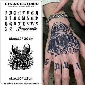 Hình xăm tạm thời, 26 chữ cái và mặt sau của tay, kéo dài 15 ngày, không thấm nước và chống cọ xát. Hình xăm dán