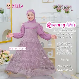 Queezny Dres Set Jilbab Pasmina Terlaris Usia 2-10 Tahun Bahan Broklat  Malika Tidak Kusut