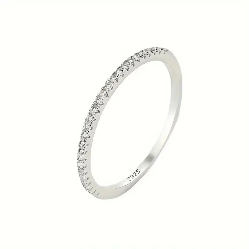 1 piece 925 pure silver ring, inlaid with dazzling zircon, suitable for men and women daily wear party accessories, quality jewelry.