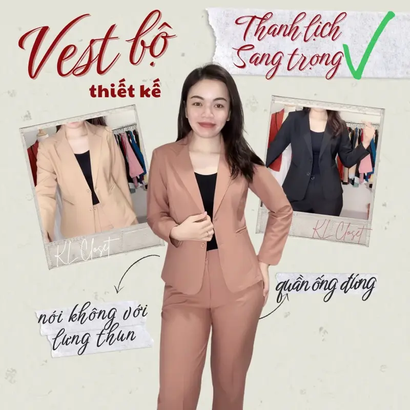 (Mã 11) VEST BỘ thiết kế form nhỏ công sở ôm nhiều MỘT LỚP chất liệu cotton lạnh Hàn mát mịn