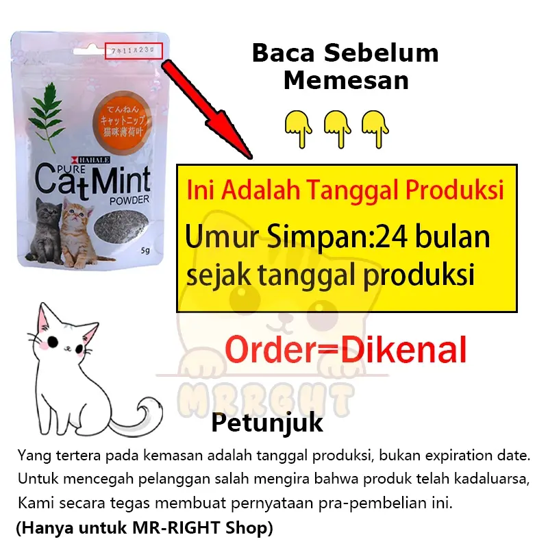 FOLOPETS Mainan Kucing Obat Catmint Penenang Serbuk Rumput Kering Cat nip Mint Stres Murah 1
