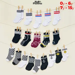PEEWEE Socks Kaos Kaki Anak Motif Strip Check Salur Series Unisex 0-15 Tahun Bayi Remaja Perempuan Anak-Anak Laki-Laki