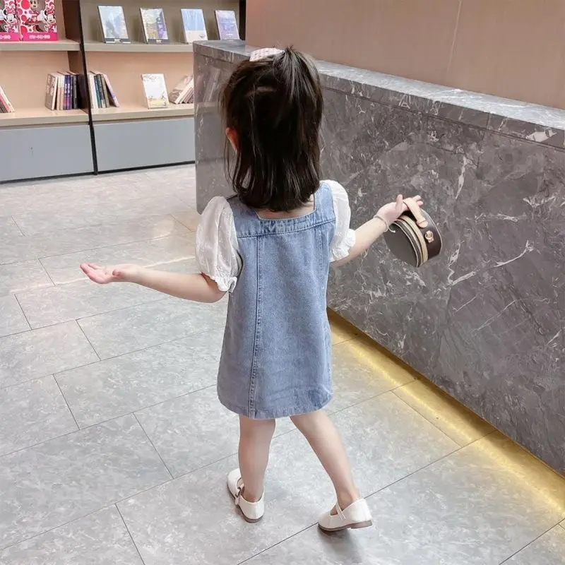 [1 - 7 Tahun] Dress Anak Jeans Korean Style / Dress Anak Import EOBaby L24 Perempuan Lengan 2
