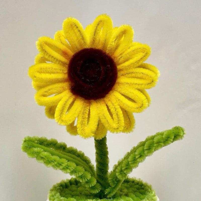 Chậu Hoa Hướng Dương Kẽm Nhung Thủ công Handmade - Làm Quà tặng - Decor Trang trí nhà cửa, bàn học set bó tiền ly flower petals Decor Phòng, Decor Bàn sáp cốt hoa  tone cây  thông