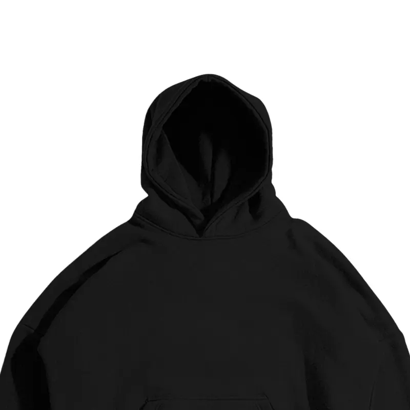 Ourluck - Hoodie Boxy Fit Hitam Polos 300 GSM Unisex 3