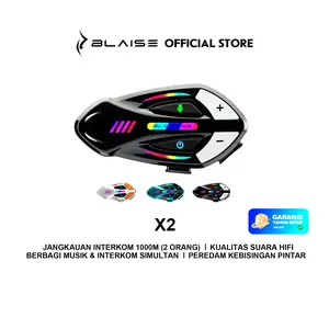 BLAISE X2 Intercom Helm Bluetooth 2 Orang 1000M Music Sharing & Interkom Simultan HIFI Garansi 1 Tahun
