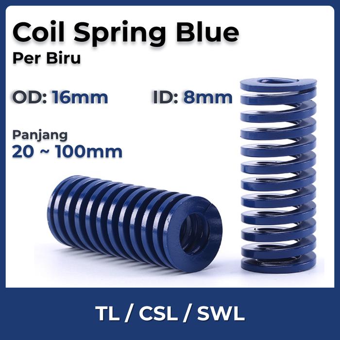 Spring Biru Jual Coil Spring Biru OD 16mm Panjang 20–100mm TL / CSL / SWL Per Biru ...