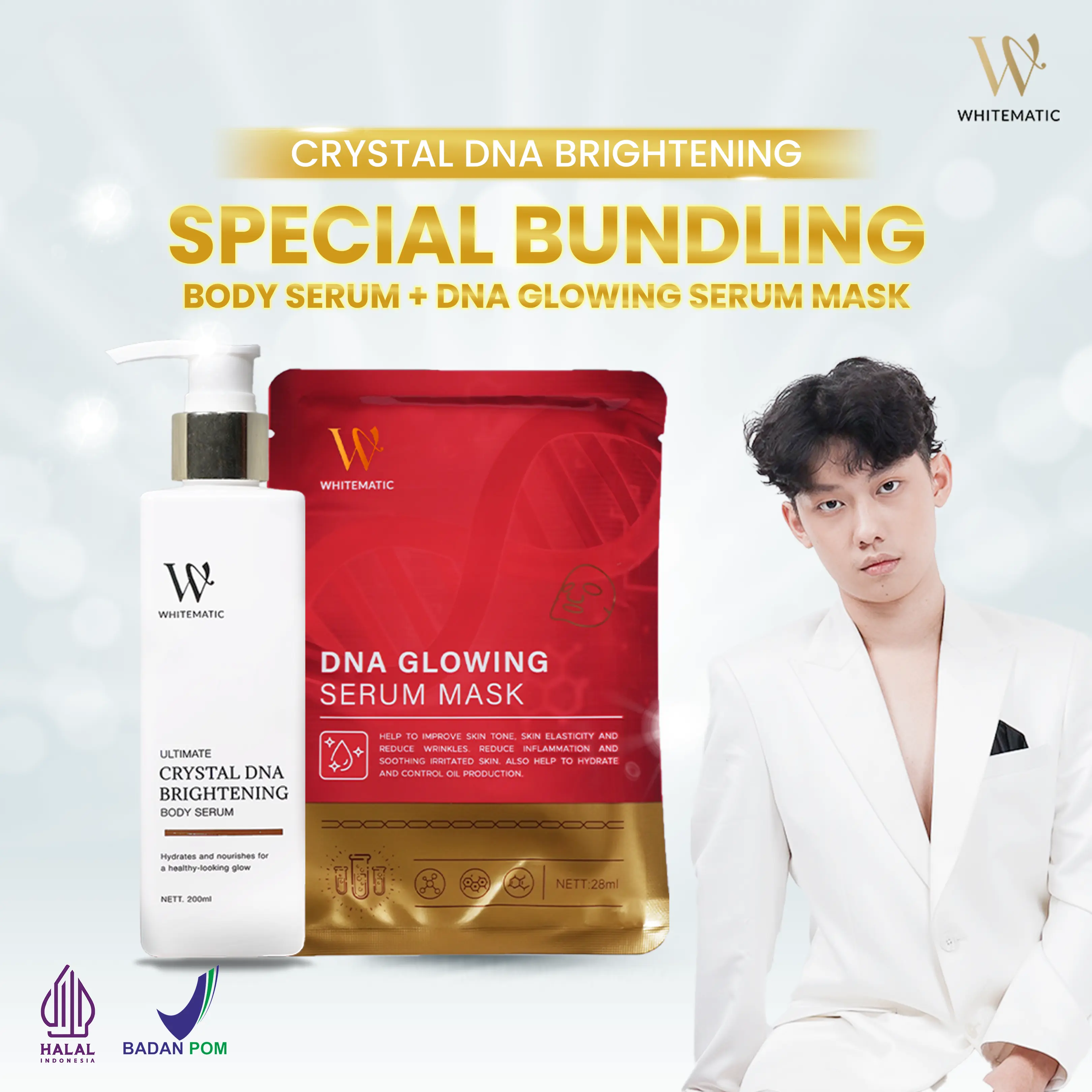 (PROMO 1 BODYSERUM + 1 SHEETMASK MERAH) CRYSTAL DNA BRIGHTENING