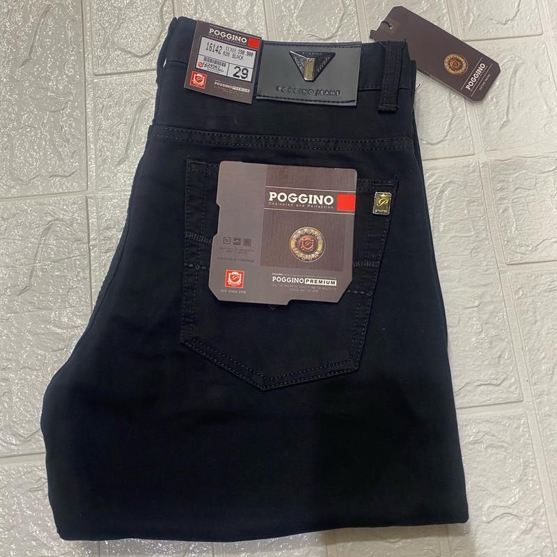 celana kanvas katun poggino panjang standar pria/cowok formal kecil besar jumbo Tebal Dewasa Nyaman Keren Lembut Kantong Hitam Chino 4
