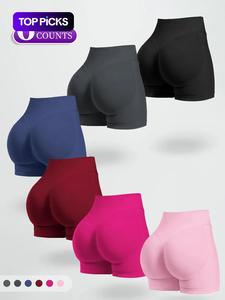 Shorts deportivos de cintura alta para mujer, Shorts de yoga de alta elasticidad que levantan glúteos, Ropa deportiva para damas para uso interior y exterior