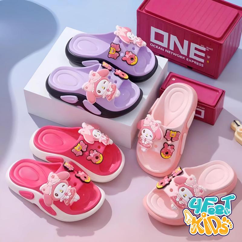 Dép lê Bé Gái Kuromi 3 màu đế cao nhựa EVA nhẹ 3 màu chống trượt, không lo mồ hôi chân Outfit hè cá tính cho con dép  của