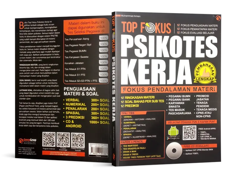 Psikotes Kerja, Gambar & PnP – Fokus Pendalaman Materi & Pembahasan Lengkap – Buku Panduan Lengkap menghadapi psikotes kerja, tes BUMN, bank, promosi jabatan, dan seleksi perusahaan dengan latihan soal serta simulasi CAT dan TOEFL.