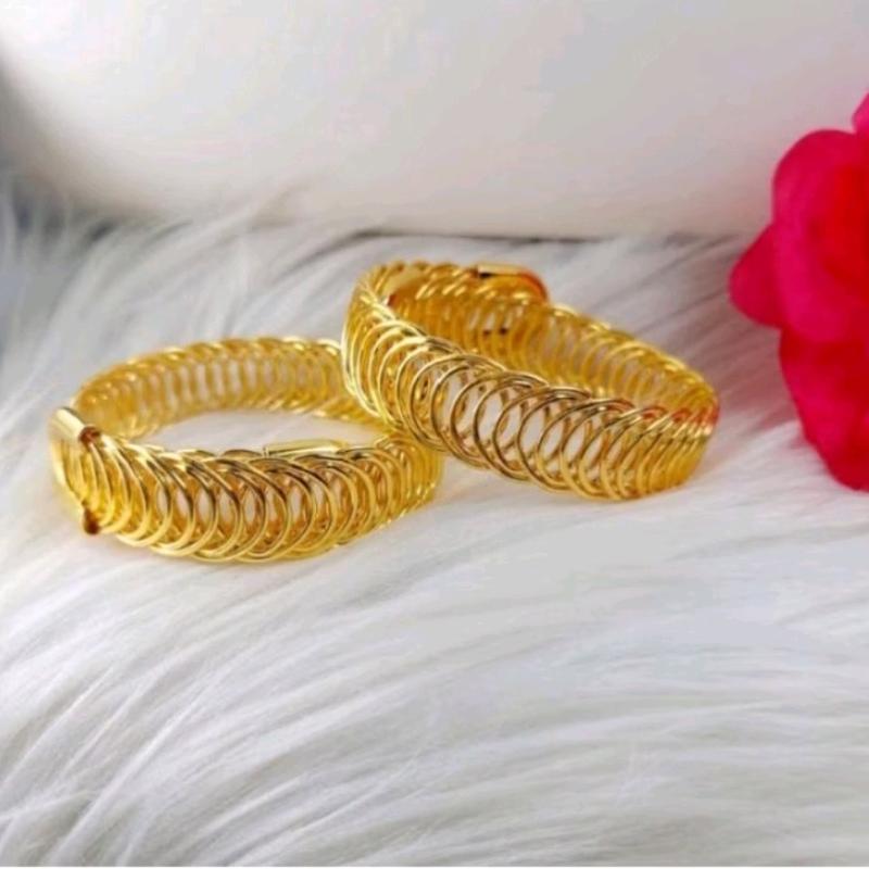 Gelang bangle wanita rajut elastis emas 24k pilihan elegan modis 2