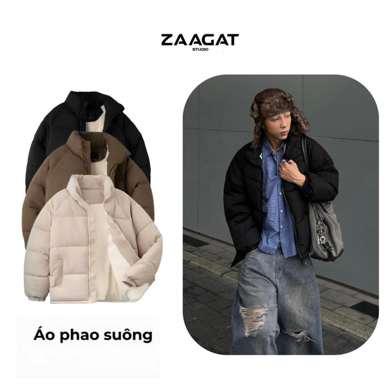 Áo phao lót lông cừu cao cấp ZAAGAT form suông chống rét đại hàn-ÁO PHAO LÓT LÔNG CỪU FORM SUÔNG nỉ nam bomber