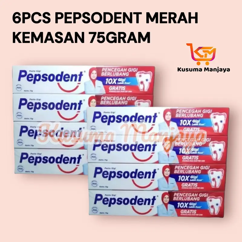 6Pcs Pepsodent 75gr Pasta Gigi Pepsodent Merah Putih 0