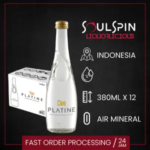 Cleo Platine Natural Mineral Water 380ml [ Dus isi 12 Botol Kaca ]